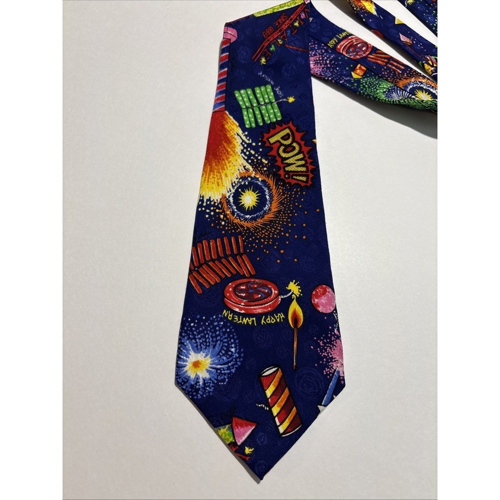 Nicole‎ Miller Vintage Hand Sewn Silk Necktie Fireworks America Patriotic